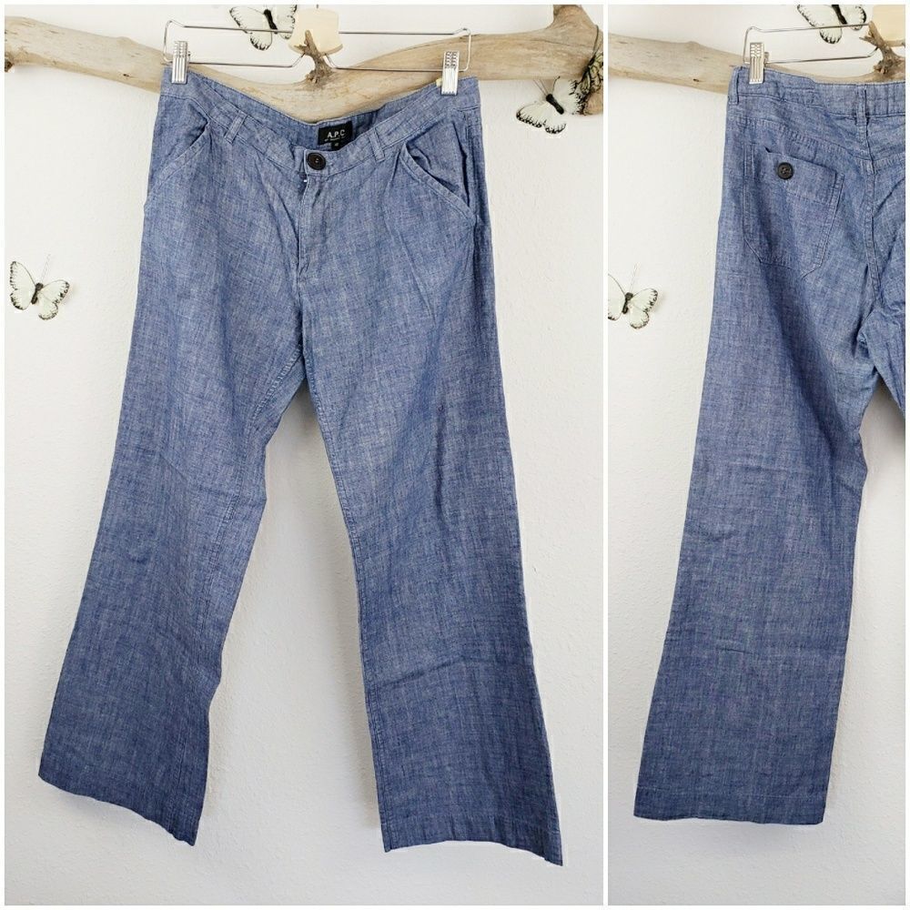 A.P.C chambray indigo wide leg trousers